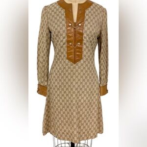 Vintage 1960s Gucci Monogram Canvas Kaftan Dress